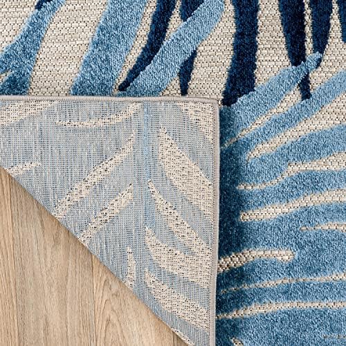 Rugshop Lucca Indoor/Outdoor Contemporary Floral Area Rug Navy 12' x 15' - Image 6