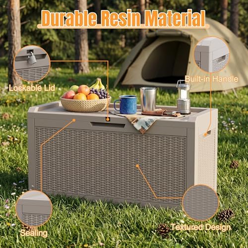 Outdoor Storage Box,100 Gallon Waterproof Resin Patio Deck Box - Image 3