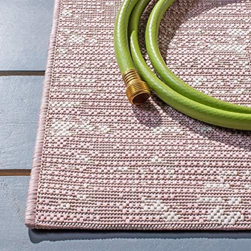 SAFAVIEH Courtyard Collection 5'3" x 7'7" Pink/Ivory CY8451 Indoor/ Outdoor Waterproof Easy Cleaning Patio Backyard Mudroom Area Rug - Image 4