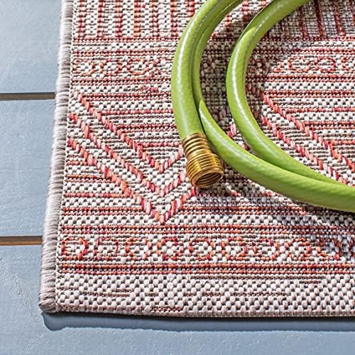 SAFAVIEH Washable Rug Outdoor Courtyard Collection - 6'7" Square, Beige & Rust, Non-Shedding & Easy Cleaning, Ideal for Patio, Backyard, Mudroom (CY8196-36512) - Image 3
