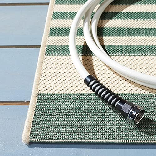 SAFAVIEH Washable Rug Outdoor Courtyard Collection - 2'3" x 20' Runner, Beige & Dark Green, Non-Shedding & Easy Cleaning, Ideal for Patio, Entryway, Mudroom, Hallway, Kitchen (CY6062-322) - Image 3