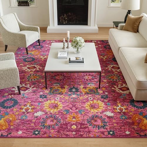 Nourison Home Passion Fuchsia 9' x 12' Area Rug - Easy Clean, Non Shedding, Bed Room, Living Room, Dining Room, Kitchen (9' x 12') - Image 2