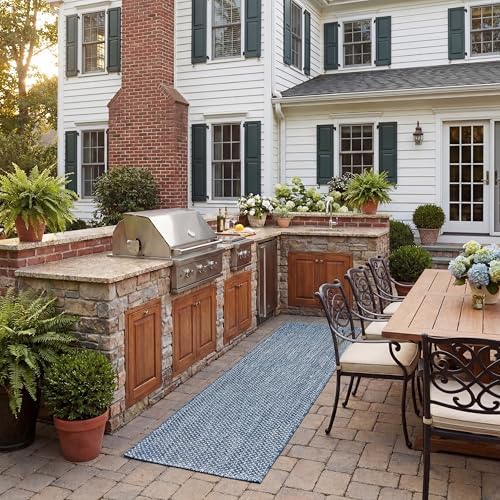 SAFAVIEH Courtyard Collection 2'3" x 6'7" Navy/Grey CY8521 Indoor/ Outdoor Waterproof Easy Cleaning Patio Backyard Mudroom Runner Rug by Unknown