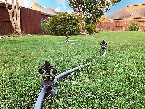 Lulu Decor, Antique Black Cast Iron Garden Fleur de lis Hose Guides, Set of 3. Strong and Decorative Hose Guide that Protects Your Plants and Provides Elegance to Your Garden - Image 3