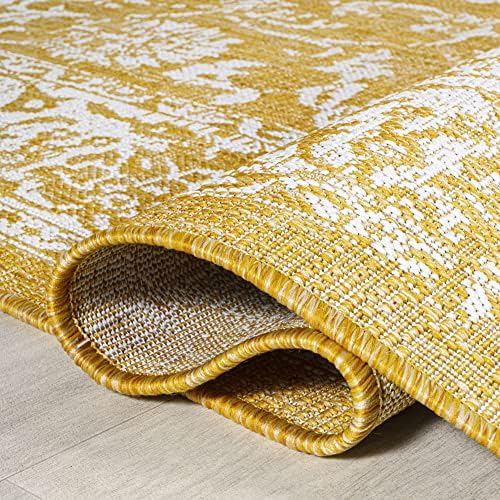 JONATHAN Y Weave Floral Indoor Outdoor Area Rug 4X6 Yellow/Cream, Tela Bohemian Textured for Backyard, Patio, Porch, Easy-Cleaning, High Traffic, Pet-Friendly, Non-Shedding (SMB100E-4) - Image 6