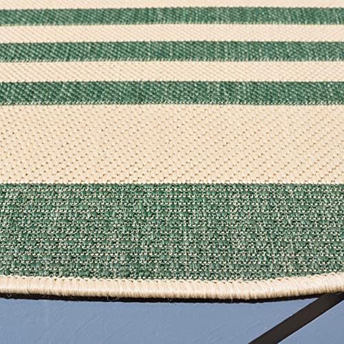 SAFAVIEH Washable Rug Outdoor Courtyard Collection - 5'3" Round, Beige & Dark Green, Non-Shedding & Easy Cleaning, Ideal for Patio, Backyard, Mudroom (CY6062-322) - Image 6