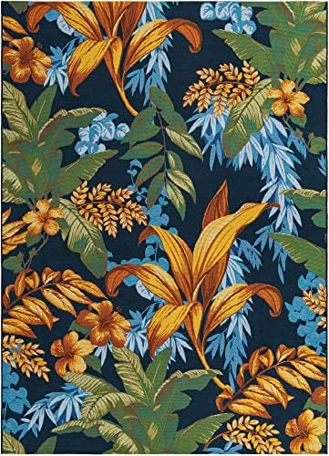 Unique Loom Outdoor Botanical Collection Area Rug - Calypso (7' 1" x 10' Rectangle, Multi/ Light Blue) - Image 2