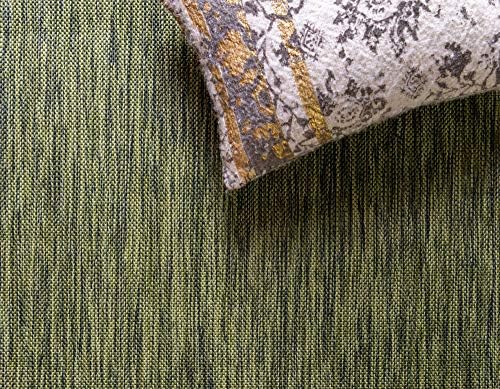 Unique Loom Outdoor Border Collection Area Rug - Floral Border (5' 3" x 8' Rectangle, Green/ Ivory) - Image 5