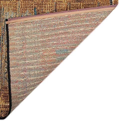 Liora Manne Marina Low Profile Durable Indoor/Outdoor Woven Rug- Tribal Stripe Gold 1'11" x 4'11" - Image 6