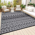 Outdoor Rug 9x12 Reversible Patio Rug Outdoor Plastic Straw Rug Bohemian Washable Rug Waterproof for Deck RV Outside Rug for Patio Backyard Picnic Camp Beach Balcony Black White by Unknown