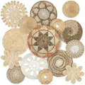 Xuhal 15 Pcs Boho Wall Basket Decor Handcrafted Seagrass Woven Wall Basket Rustic Round Woven Hanging Art for Home Farmhouse Kitchen Table Living Room(Classic Style) by Xuhal