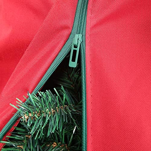 Sattiyrch Upright Christmas Tree Storage Bag,Fits Up to 9 ft Tall Artificial Tree,Heavy Duty 600D Canvas Red Christmas Tree Storage Container with Sleek Zipper and Durable Handles (9 FT) - Image 3
