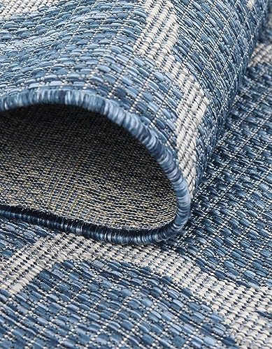Unique Loom Trellis Collection Area Rug-Lattice Design, Moroccan Inspired for Indoor/Outdoor Décor, 2' 0" x 8' 0" Runner, Navy Blue/Gray - Image 4
