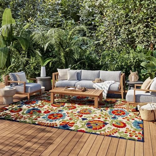 Nourison Home Aloha Multicolor 9'6" x 13' Area Rug - Easy Clean, Non Shedding, Bed Room, Living Room, Dining Room, Kitchen (10' x 13') by NourisonHome