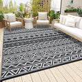 Large Outdoor Rug 10x14 Plastic Straw Rug for Patio Boho Reversible Mats Waterproof Camping Rug for RV Camping Beach Deck Picnic Backyard Camping Porch Easy Cleaning Floor Mat Black White by Unknown