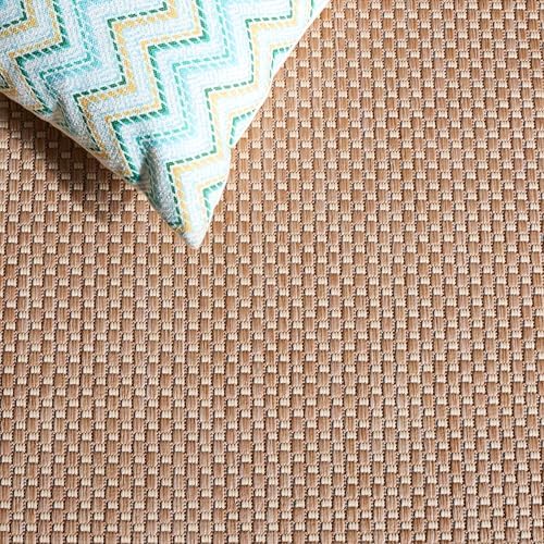 SAFAVIEH Washable Rug Outdoor Courtyard Collection - 10' Round, Natural & Cream, Non-Shedding & Easy Cleaning, Ideal for Patio, Backyard, Mudroom (CY8521-03012) - Image 5