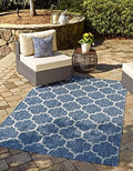 Unique Loom Outdoor Trellis Collection Area Rug (10' x 13' 1" Rectangle, Navy Blue/ Ivory) by UniqueLoom