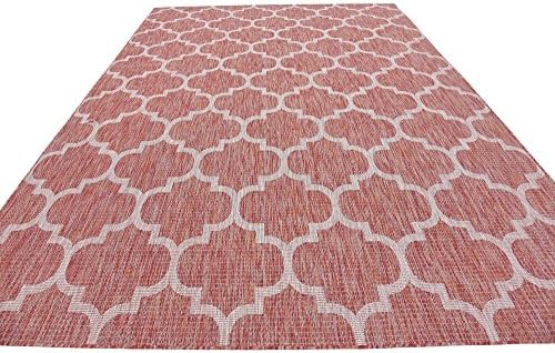 Unique Loom Outdoor Trellis Collection Area Rug (8' x 11' 4" Rectangle, Rust Red/ Ivory) - Image 6