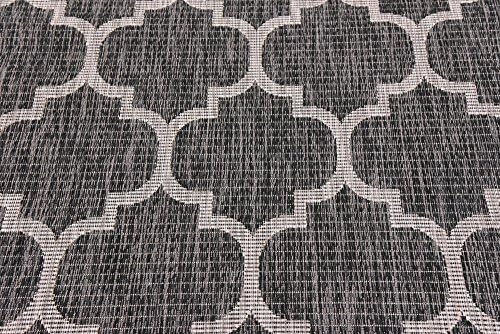 Unique Loom Outdoor Trellis Collection Area Rug (4' 1" x 6' 1" Rectangle, Black/ Ivory) - Image 6