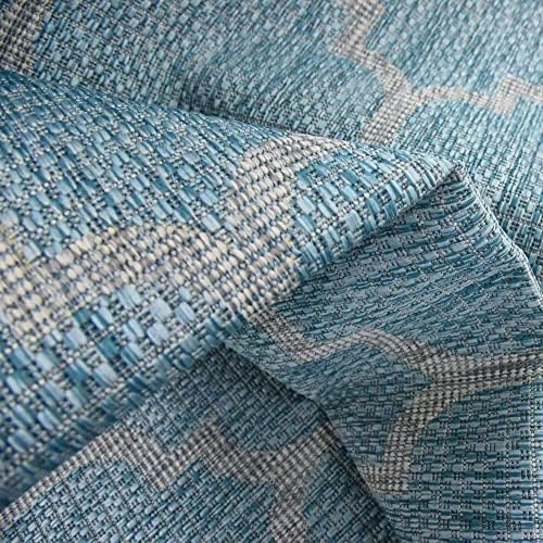 Unique Loom Outdoor Trellis Collection Area Rug (3' 3" x 5' 3" Rectangle, Aquamarine/ Gray) - Image 6