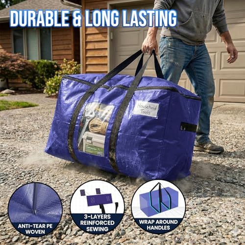 TAILI 6 Pack Dark Blue XXL Moving Bags,Storage Bags with Visible Window - Image 3