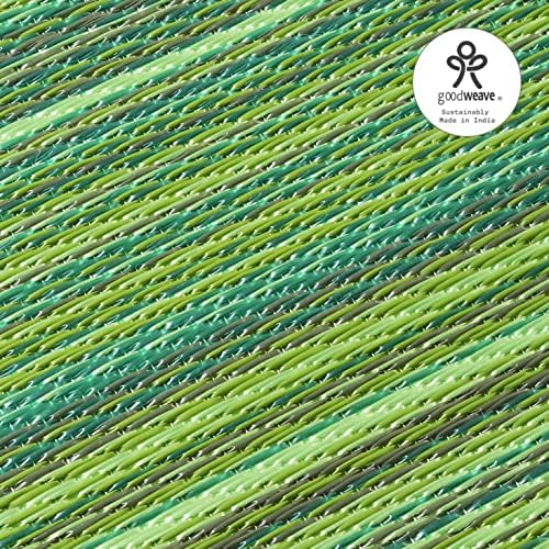 Fab Habitat Outdoor Rug - Waterproof, Fade Resistant, Crease-Free - Premium Recycled Plastic - Striped - Porch, Deck, Balcony, Mudroom, Laundry Room, Patio - Cancun - Green - 3 x 5 ft - Image 6