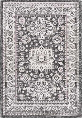 Rugs.com - Outdoor Aztec Rug – 4' 1 x 6' 1 Charcoal Gray Indoor/Outdoor Rug – Weather Resistant for Patios, Decks, and Porches - Image 3