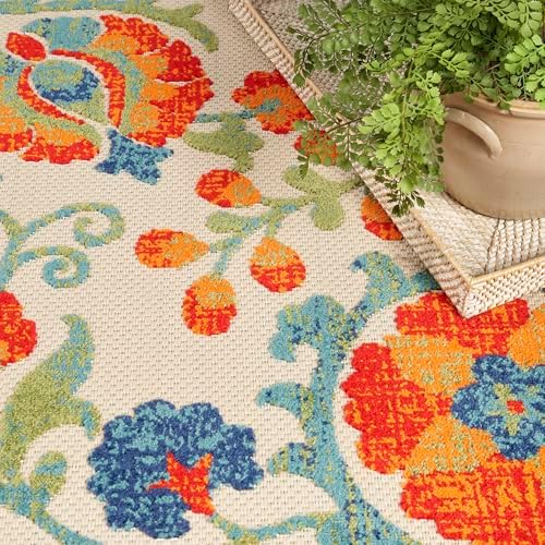 Nourison Home Aloha Red Multicolor 10' x 14' Area Rug - Easy Clean, Non Shedding, Bed Room, Living Room, Dining Room, Kitchen (10' x 14') - Image 7