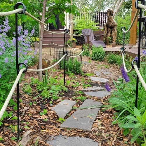 MorningRo 6 Pcs 42'' Double Rope Stakes Black Steel Poles/Stakes with Loop Fence Poles for Creating a Rope Border Around Flower Beds, Trees, Gardens, Walkways - Image 3