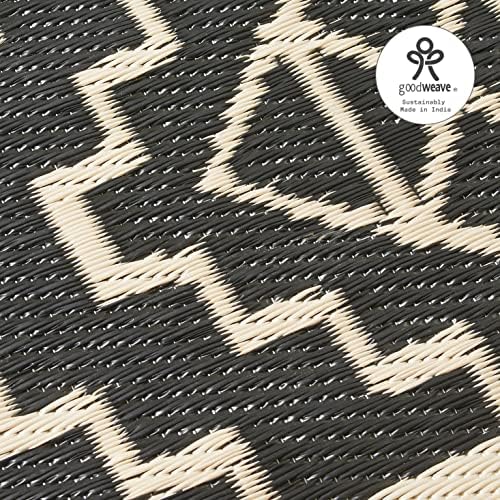 Fab Habitat Outdoor Rug - Waterproof, Fade Resistant, Crease-Free - Premium Recycled Plastic - Tribal Boho Neutral - Large Patio, Deck, Sunroom, Camping, RV - Kilimanjaro - Black - 8 x 8 ft - Image 6