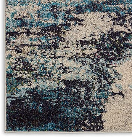 Nourison Home Celestial Ivory Teal Blue 6' x 9' Area Rug - Easy Clean, Non Shedding, Bed Room, Living Room, Dining Room, Kitchen (6' x 9') - Image 5