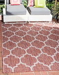 Unique Loom Outdoor Trellis Collection Area Rug (4' 1" x 6' 1" Rectangle, Rust Red/ Ivory) by UniqueLoom
