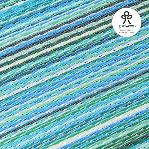 Fab Habitat Outdoor Rug - Waterproof, Fade Resistant, Crease-Free - Premium Recycled Plastic - Striped - Patio, Porch, Deck, Balcony, Sunroom - Cancun - Turquoise & Moss Green - 5 x 8 ft - Image 6