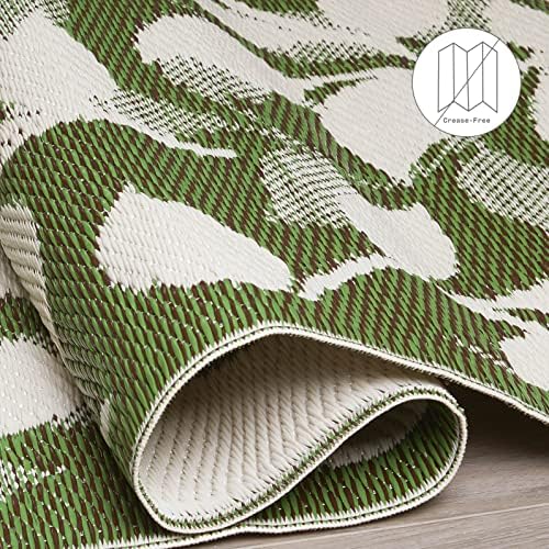 Fab Habitat Outdoor Rug - Waterproof, Fade Resistant, Reversible - Premium Recycled Plastic - Tropical - Porch, Deck, Balcony, Mudroom, Laundry Room, Patio - Bali - Forest Green & Cream - 3 x 5 ft - Image 6