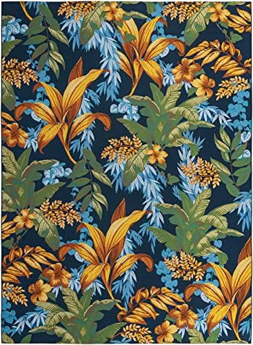 Unique Loom Outdoor Botanical Collection Area Rug - Calypso (10' x 14' 1" Rectangle, Multi/ Light Blue) - Image 2