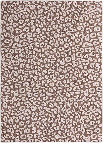 Unique Loom Outdoor Safari Collection Area Rug - Leopard (10' x 14' 1" Rectangle, Brown/ Light Brown) - Image 2