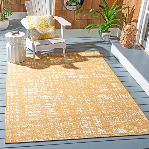 SAFAVIEH Washable Rug Outdoor Courtyard Collection - 8' x 10', Gold & Ivory, Non-Shedding & Easy Cleaning, Ideal for Patio, Backyard, Mudroom, DIning Space (CY8451-56021) by Unknown