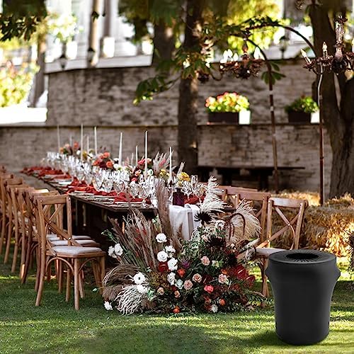 Tanlade 4 Pcs 32 Gallon Stretch Spandex Trash Can Covers Round, Black - Image 4