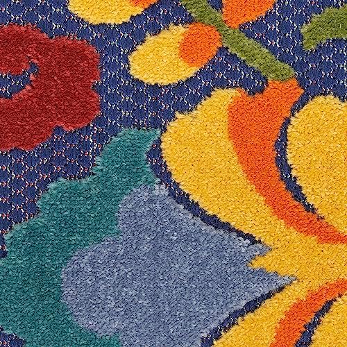 Nourison Home Aloha Navy Multicolor 5'3" x Round Area Rug - Easy Clean, Non Shedding, Bed Room, Living Room, Dining Room, Kitchen (5' x Round) - Image 7