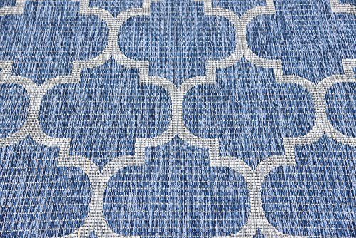 Unique Loom Outdoor Trellis Collection Area Rug (4' 1" x 6' 1" Rectangle, Navy Blue/ Ivory) - Image 6