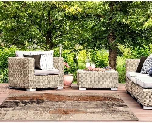 Liora Manne Marina Indoor/Outdoor Power Loomed Synthetic Blend Low Profile Area Rug - Contemporary Graphic Casual Southwestern Colorful (Moderne Bronze) (8'10" x 11'9") - Image 4