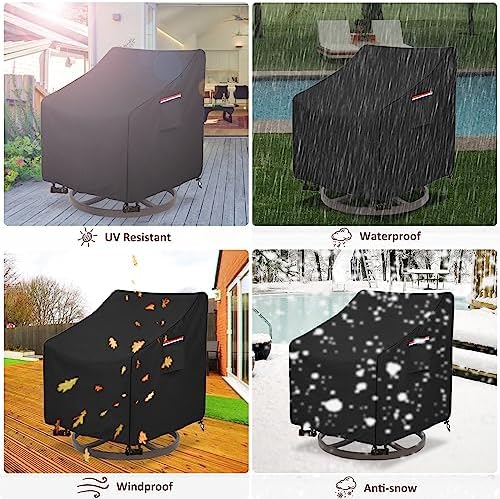 Okcool Patio Chair Covers,Heavy Duty 600D Outdoor Furniture Covers Fits up to 27.5"W x 32.5"D x 39"H inches -2 Pack,Black - Image 7