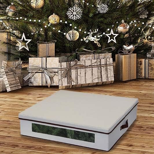 Household Essentials Wreath Storage Box with Lid, 30 Inch, Natural - Image 2
