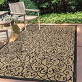 Eyely Filigree Textured Weave Area Rug 9X12 Black/Khaki, Indoor Outdoor Rug by eyely