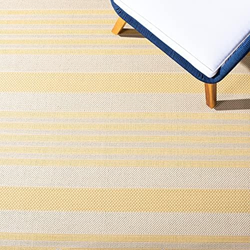 SAFAVIEH Courtyard Collection 8' x 10' Gold/Beige CY6062 Stripe Indoor/-Outdoor Waterproof Easy-Cleaning Patio Backyard Mudroom Area-Rug - Image 5