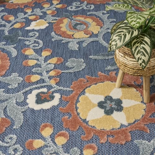 Nourison Home Aloha Blue Rose 7'10" x 10'6" Area Rug - Easy Clean, Non Shedding, Bed Room, Living Room, Dining Room, Kitchen (8' x 11') - Image 4
