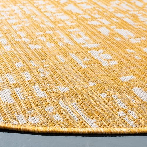 SAFAVIEH Washable Rug Outdoor Courtyard Collection - 6'7" Round, Gold & Ivory, Non-Shedding & Easy Cleaning, Ideal for Patio, Backyard, Mudroom (CY8451-56021) - Image 3