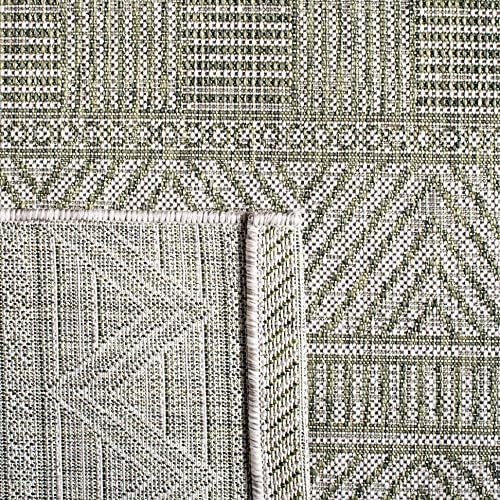 SAFAVIEH Washable Rug Outdoor Courtyard Collection - 4' x 5'7", Grey & Olive Green, Non-Shedding & Easy Cleaning, Ideal for Patio, Backyard, Mudroom (CY8196-37912) - Image 5