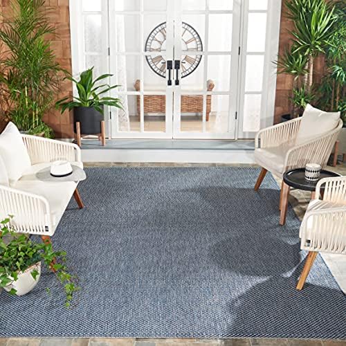 SAFAVIEH Courtyard Outdoor Square Rug 6'7", Navy & Grey CY8521-36821 by Unknown