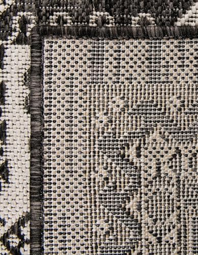 Rugs.com - Outdoor Aztec Rug – 5' 3 x 7' 1 Charcoal Gray Indoor/Outdoor Rug – Durable for Patios, Decks, and Porches - Image 7